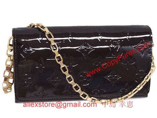 ルイヴィトンコピー財布　ヴィトン　LV　ヴェルニ　ファスナー長札　チェーン付き　長財布　ヴェルニ　ポルトフォイユサラ　チェーン　アマラント　M90088